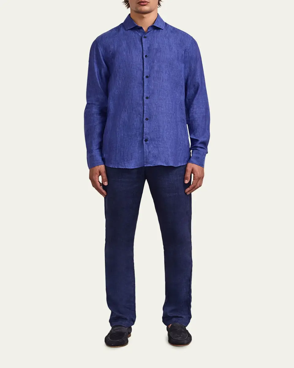 Frescobol Carioca Men's Anton Linen Button-Down Shirt | Thumbnail 2 Frescobol Carioca Men's Anton Linen Button-Down Shirt | Thumbnail 2