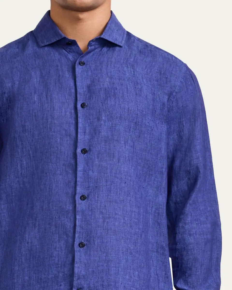 Frescobol Carioca Men's Anton Linen Button-Down Shirt | Thumbnail 4 Frescobol Carioca Men's Anton Linen Button-Down Shirt | Thumbnail 4