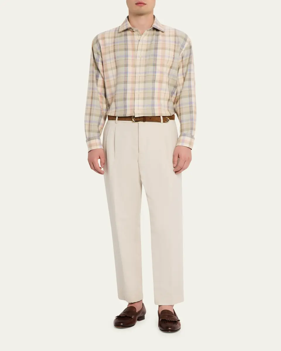 Ralph Lauren Purple Label Men's Plaid Hemp-Cotton Shirt | Thumbnail 2