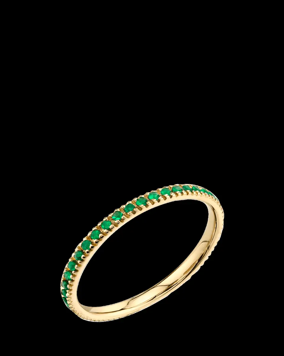 Sydney Evan 14K Yellow Gold Emerald Eternity Ring | Thumbnail 2