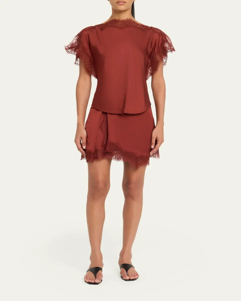 A.L.C. Luna Satin Lace-Trim Top | Thumbnail 2 A.L.C. Luna Satin Lace-Trim Top | Thumbnail 2