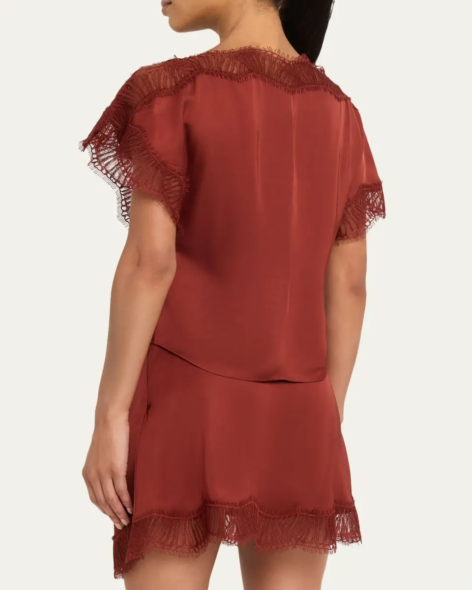 A.L.C. Luna Satin Lace-Trim Top | Thumbnail 3 A.L.C. Luna Satin Lace-Trim Top | Thumbnail 3