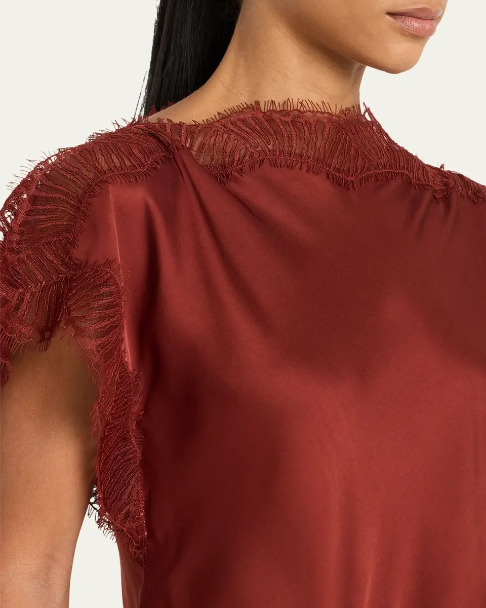 A.L.C. Luna Satin Lace-Trim Top | Thumbnail 5 A.L.C. Luna Satin Lace-Trim Top | Thumbnail 5