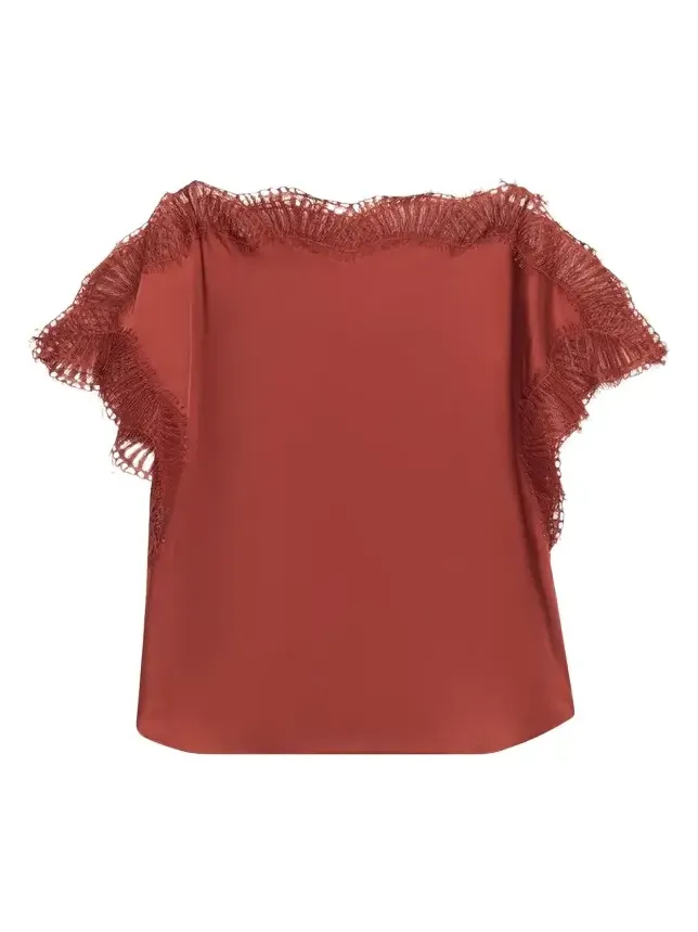Luna Satin Lace-Trim Top