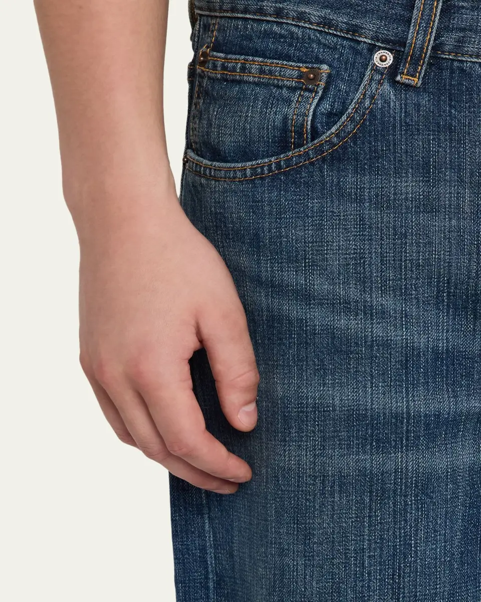 Jeanerica Men's Whiskered Dark Blue Denim Wide-Leg Jeans | Thumbnail 5