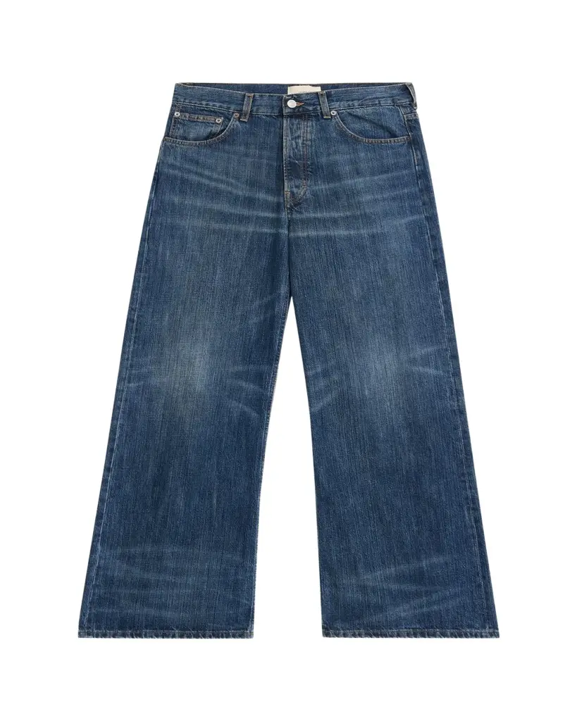 Jeanerica Men's Whiskered Dark Blue Denim Wide-Leg Jeans | Image 1 Jeanerica Men's Whiskered Dark Blue Denim Wide-Leg Jeans | Image 1