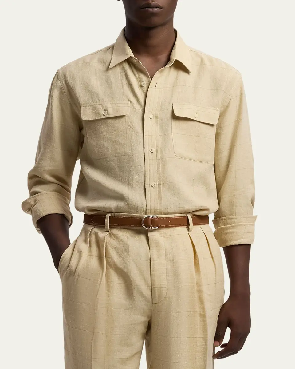 Ralph Lauren Purple Label Men's Windowpane Shirt | Thumbnail 4 Ralph Lauren Purple Label Men's Windowpane Shirt | Thumbnail 4