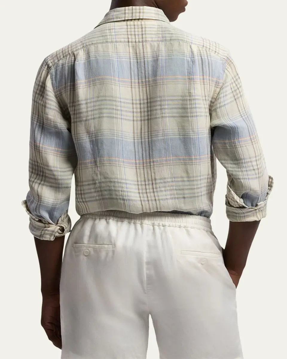 Ralph Lauren Purple Label Men's Plaid Linen Shirt | Thumbnail 3 Ralph Lauren Purple Label Men's Plaid Linen Shirt | Thumbnail 3
