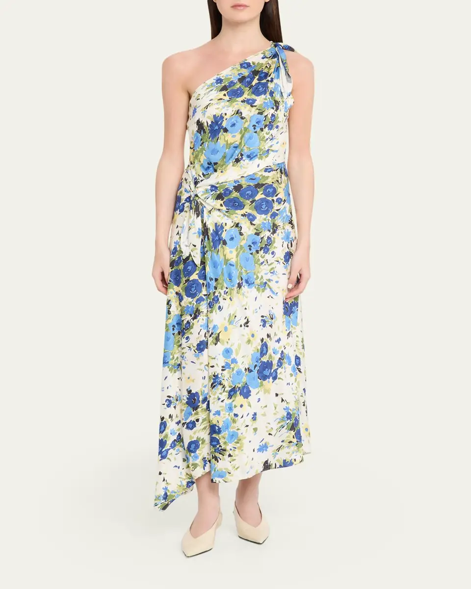 A.L.C. Eliana Floral Satin Draped Dress | Thumbnail 2 A.L.C. Eliana Floral Satin Draped Dress | Thumbnail 2