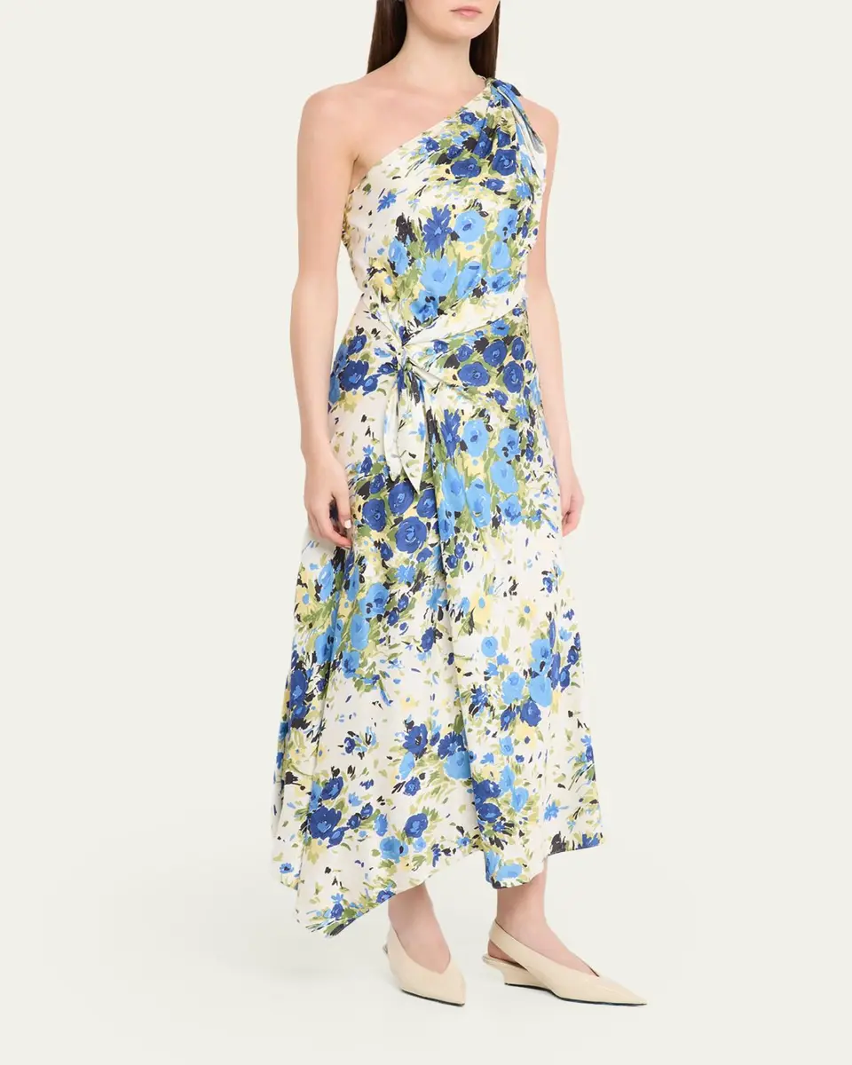 A.L.C. Eliana Floral Satin Draped Dress | Thumbnail 4 A.L.C. Eliana Floral Satin Draped Dress | Thumbnail 4
