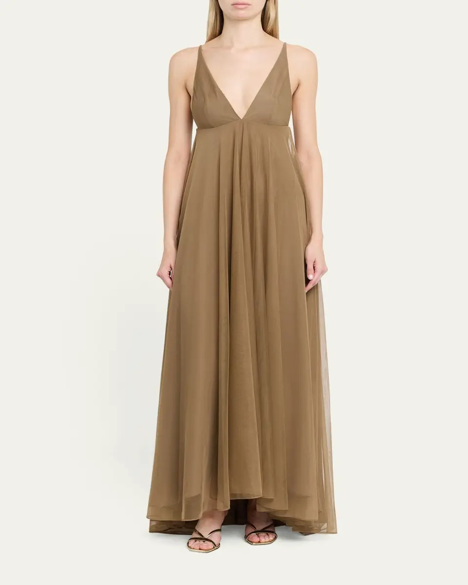 Ronny Kobo Chrissina Plunging Tulle Gown | Thumbnail 2