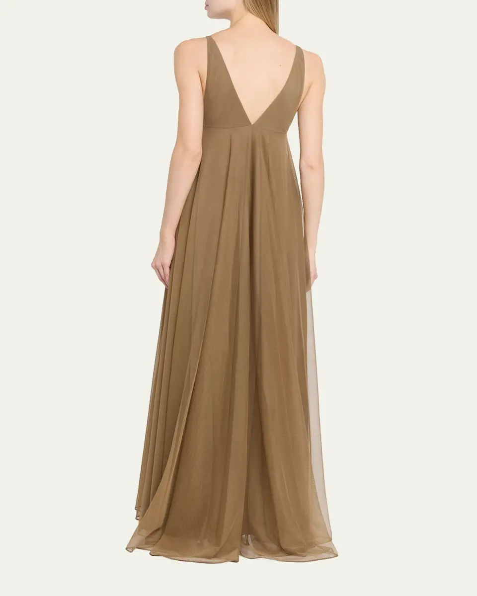 Ronny Kobo Chrissina Plunging Tulle Gown | Thumbnail 3