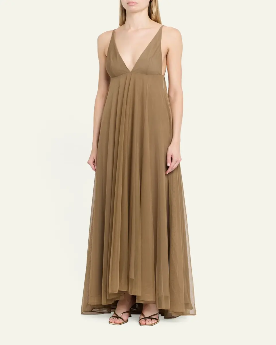 Ronny Kobo Chrissina Plunging Tulle Gown | Thumbnail 4