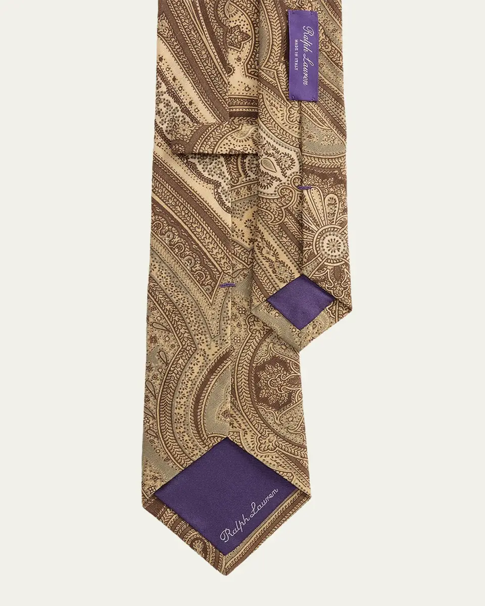 Ralph Lauren Purple Label Men's Paisley Linen-Silk Tie | Thumbnail 3