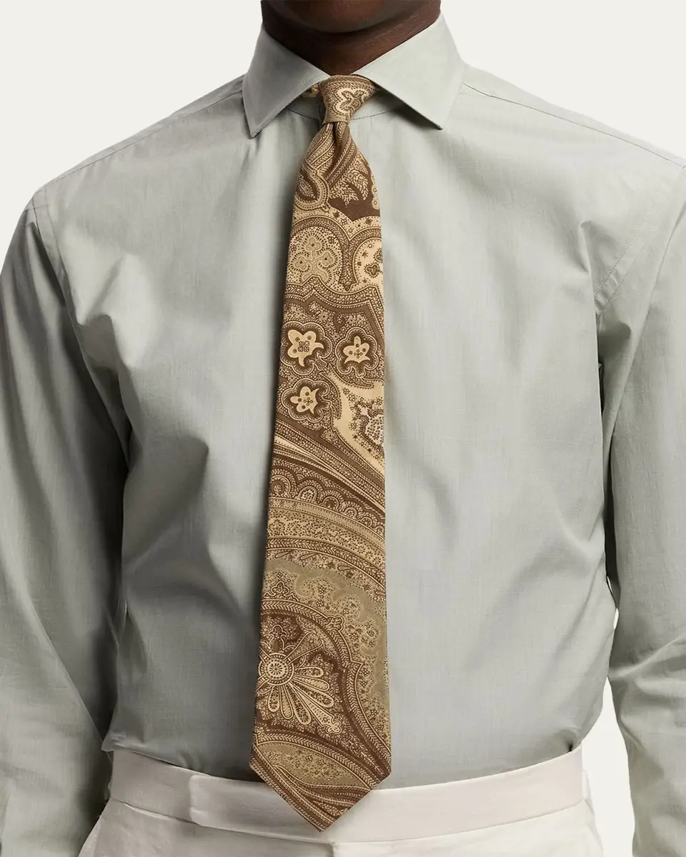 Ralph Lauren Purple Label Men's Paisley Linen-Silk Tie | Thumbnail 4