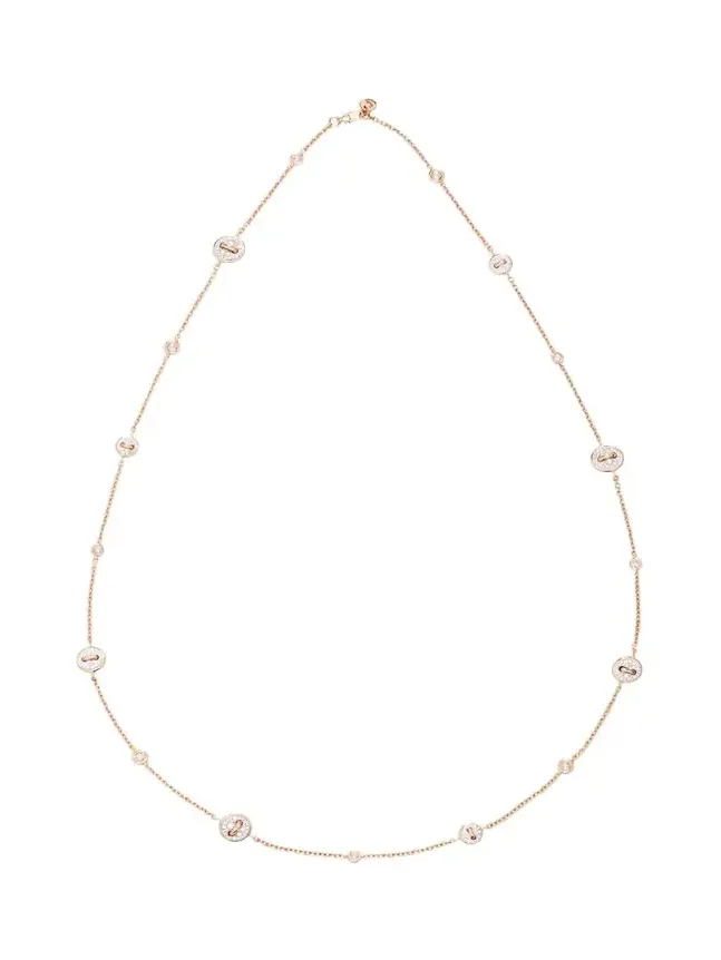 18K Rose Gold Diamond Pom Pom Dot Necklace