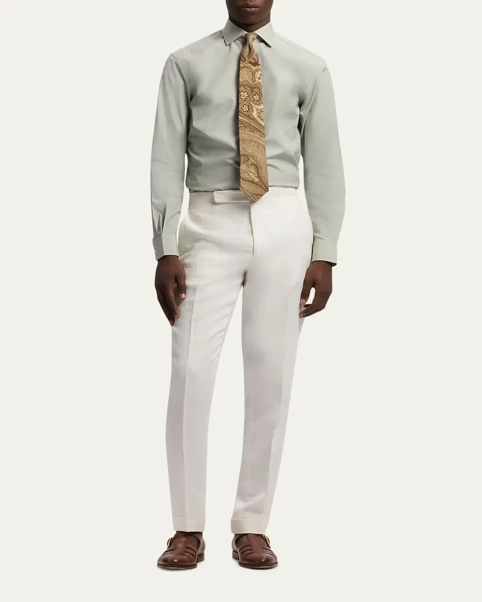 Ralph Lauren Purple Label Men's Cotton End-on-End Dress Shirt | Thumbnail 2 Ralph Lauren Purple Label Men's Cotton End-on-End Dress Shirt | Thumbnail 2