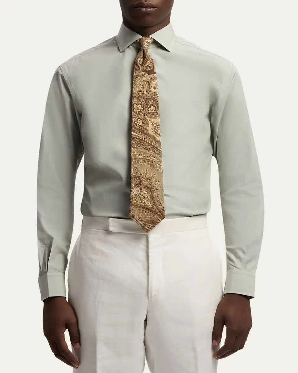 Ralph Lauren Purple Label Men's Cotton End-on-End Dress Shirt | Thumbnail 4 Ralph Lauren Purple Label Men's Cotton End-on-End Dress Shirt | Thumbnail 4