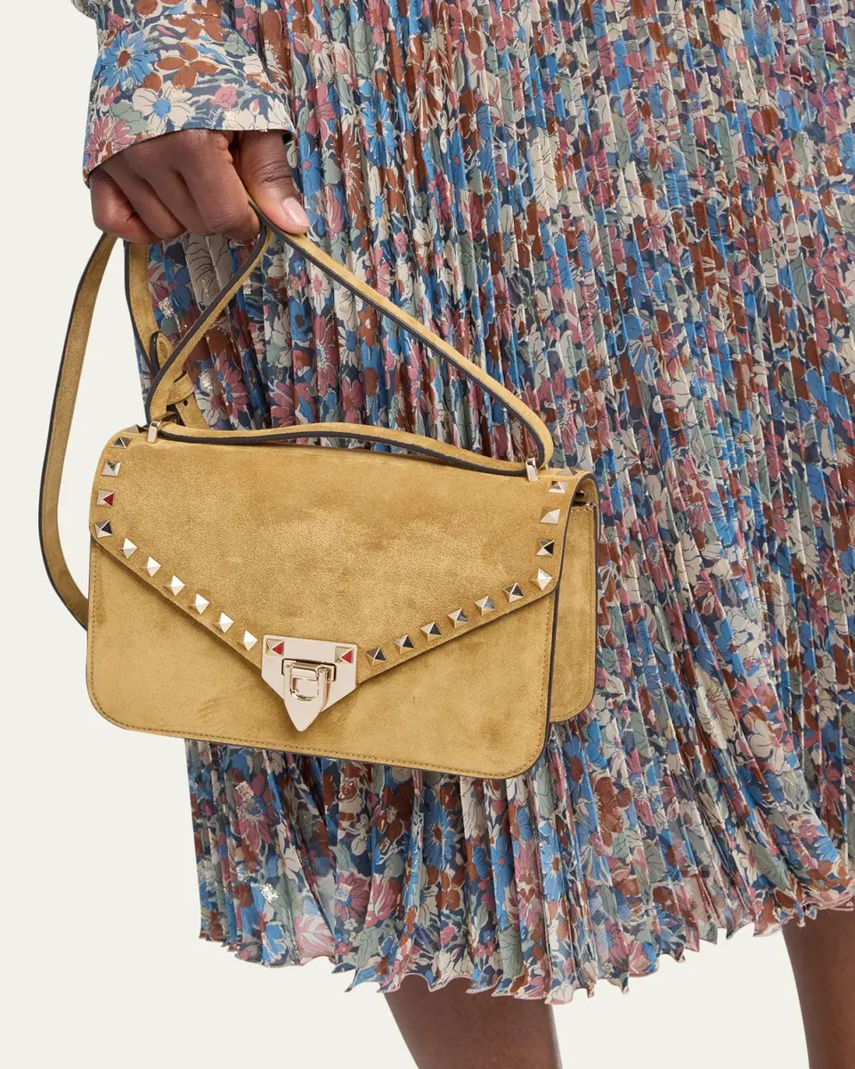 Valentino Garavani Rockstud Suede Shoulder Bag | Thumbnail 2 Valentino Garavani Rockstud Suede Shoulder Bag | Thumbnail 2