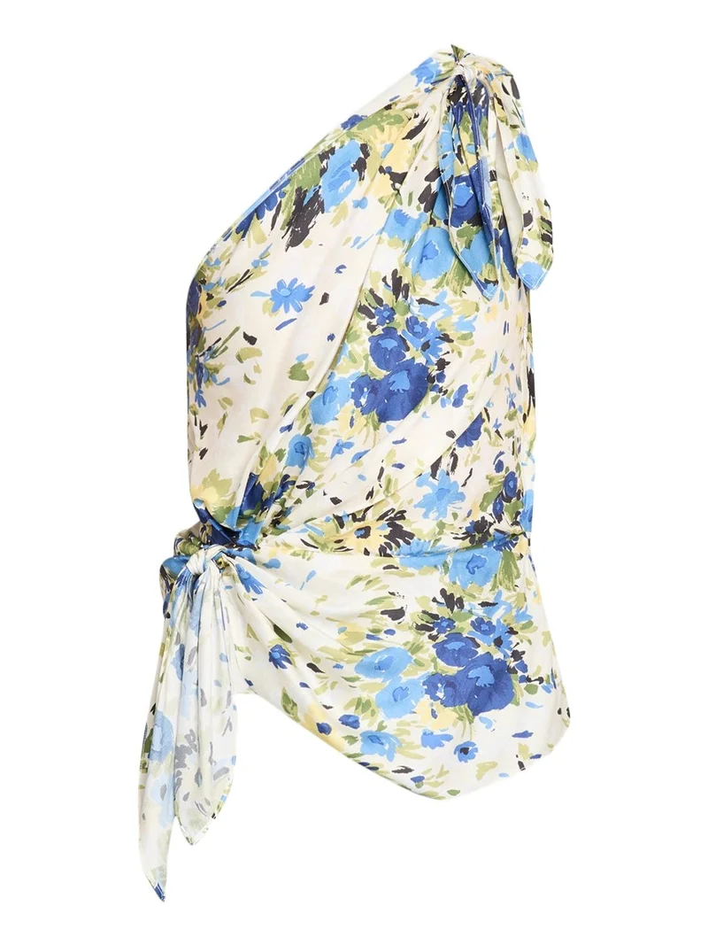 Eliana One-Shoulder Satin Scarf Top Eliana One-Shoulder Satin Scarf Top
