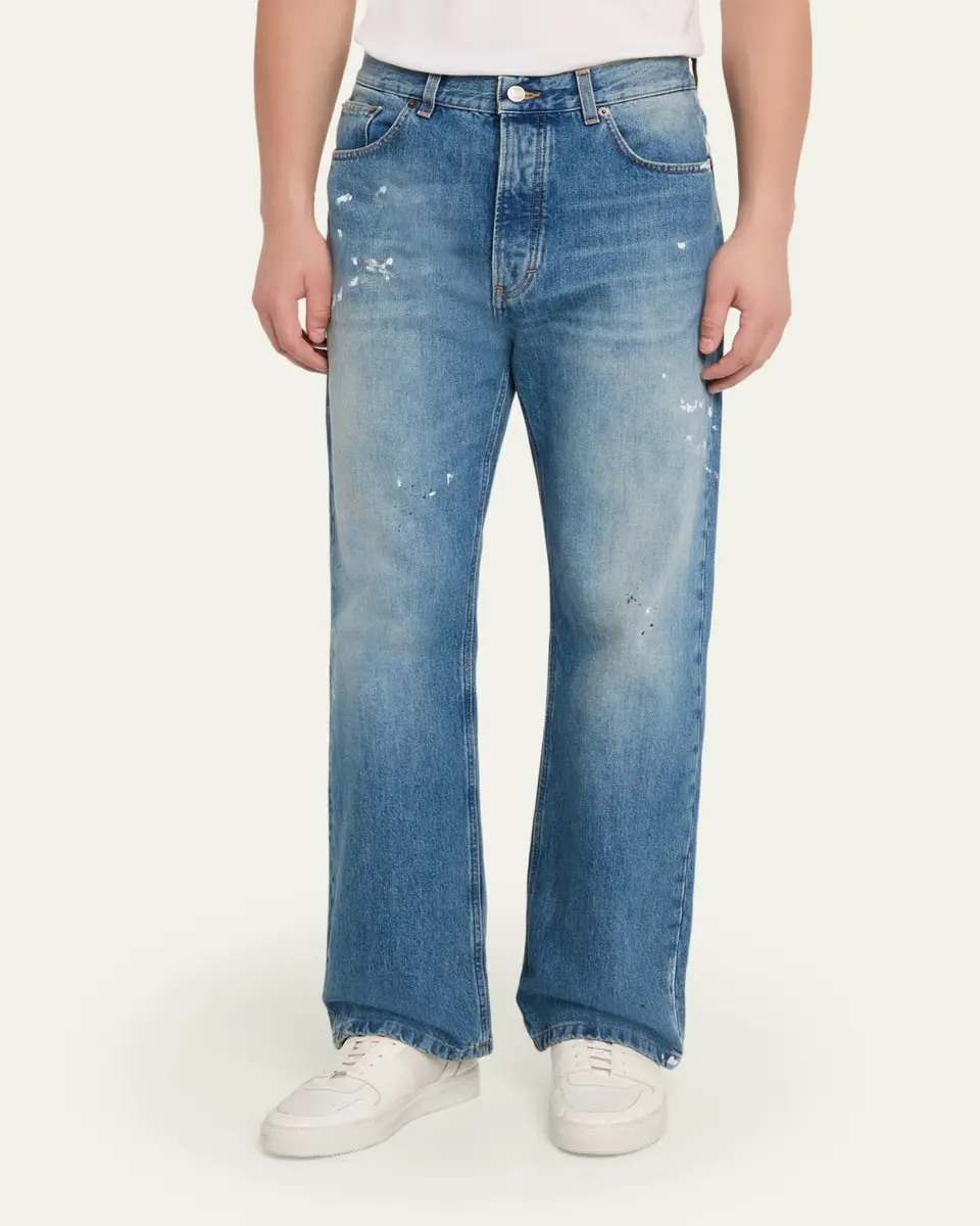 Jeanerica Men's Paint Splatter Medium Blue Denim Jeans | Thumbnail 4 Jeanerica Men's Paint Splatter Medium Blue Denim Jeans | Thumbnail 4