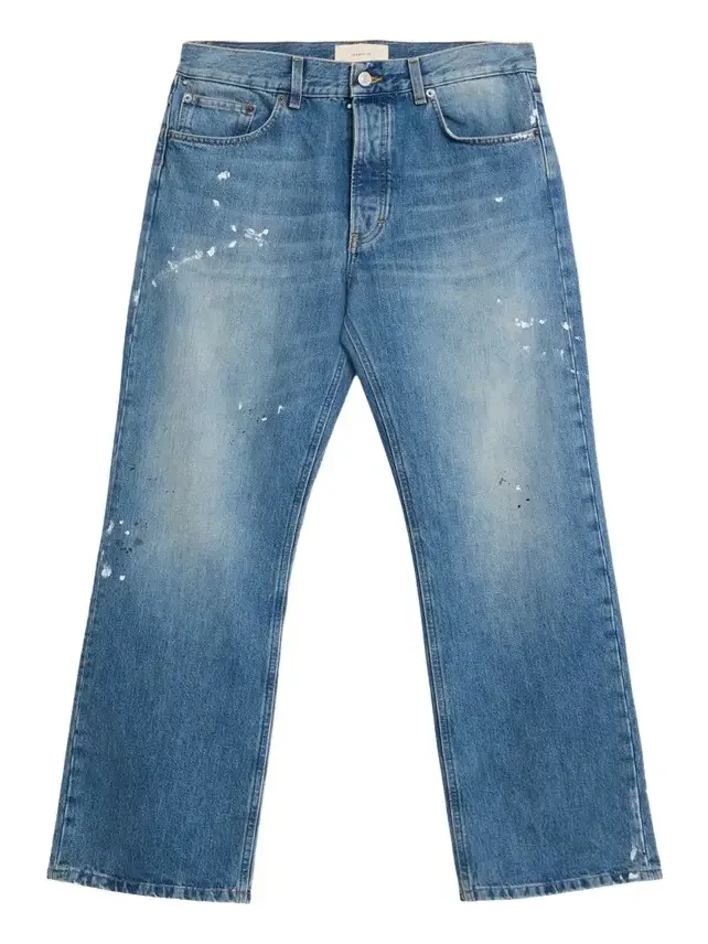 Jeanerica Men's Paint Splatter Medium Blue Denim Jeans