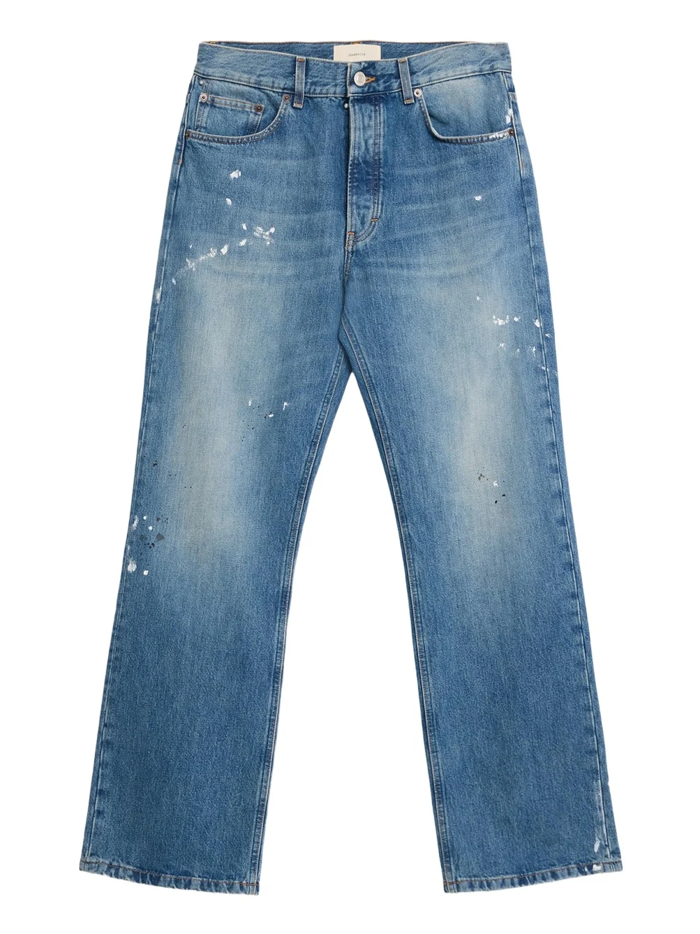 Men's Paint Splatter Medium Blue Denim Jeans