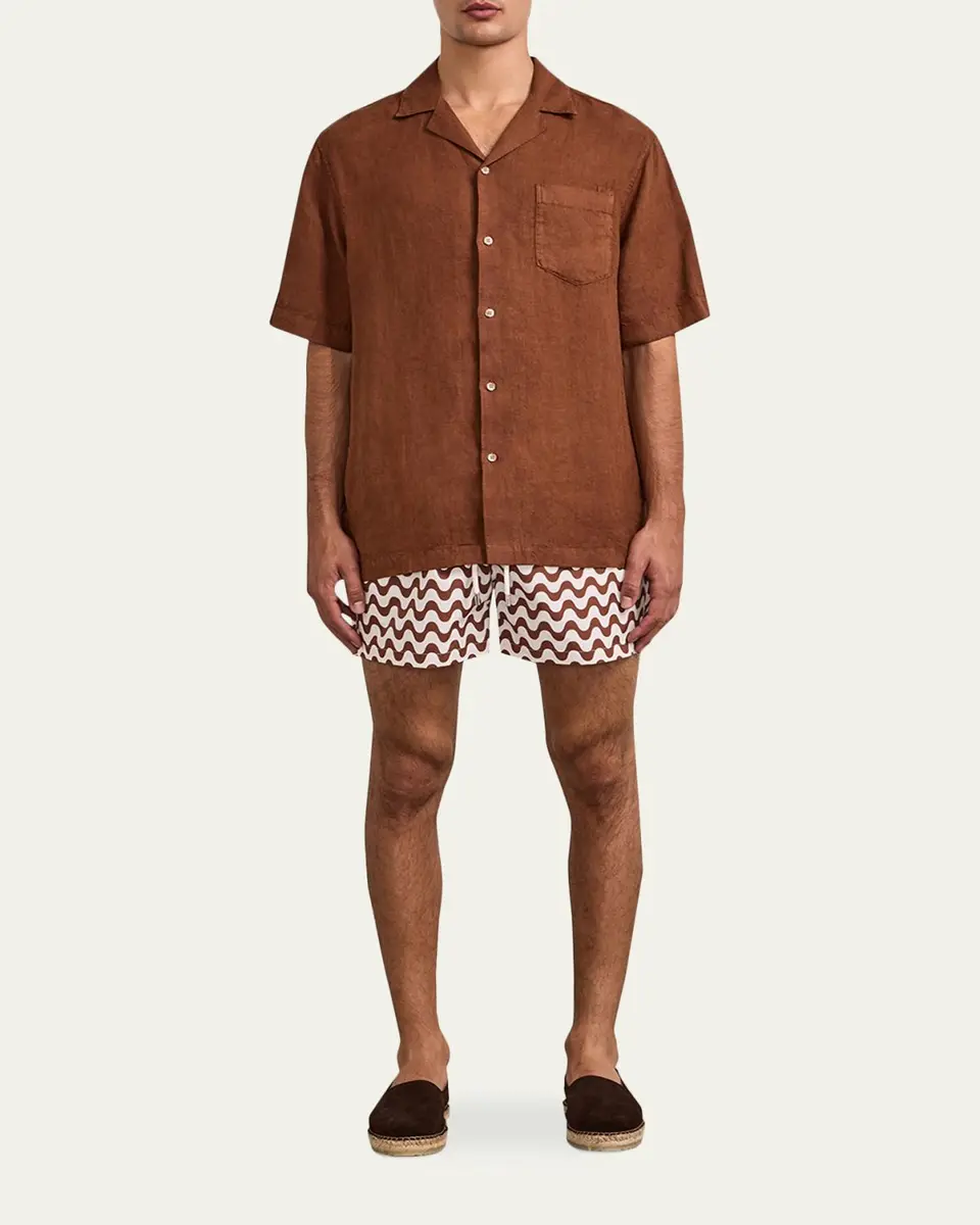 Frescobol Carioca Men's Copacabana Wave-Print Swim Trunks | Thumbnail 2 Frescobol Carioca Men's Copacabana Wave-Print Swim Trunks | Thumbnail 2