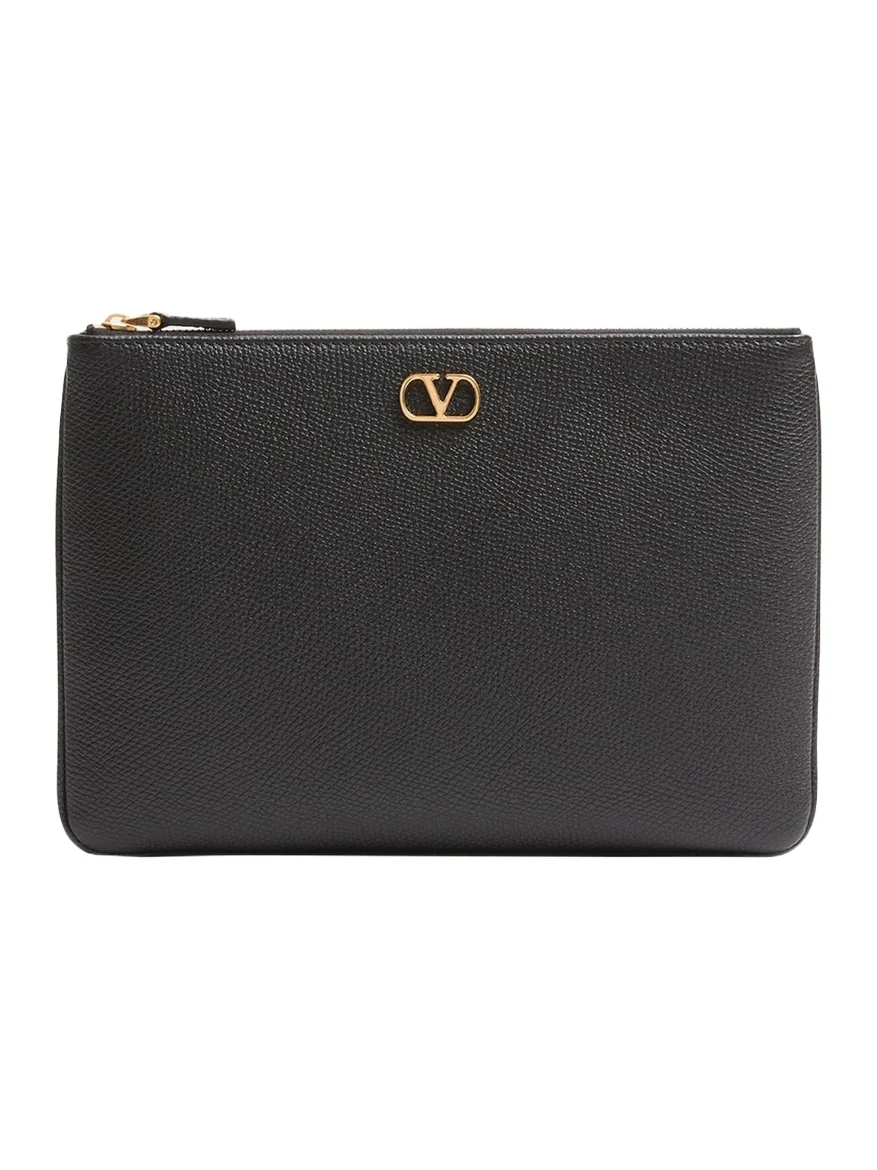 Medium Grain Leather Flat Pouch Bag Medium Grain Leather Flat Pouch Bag
