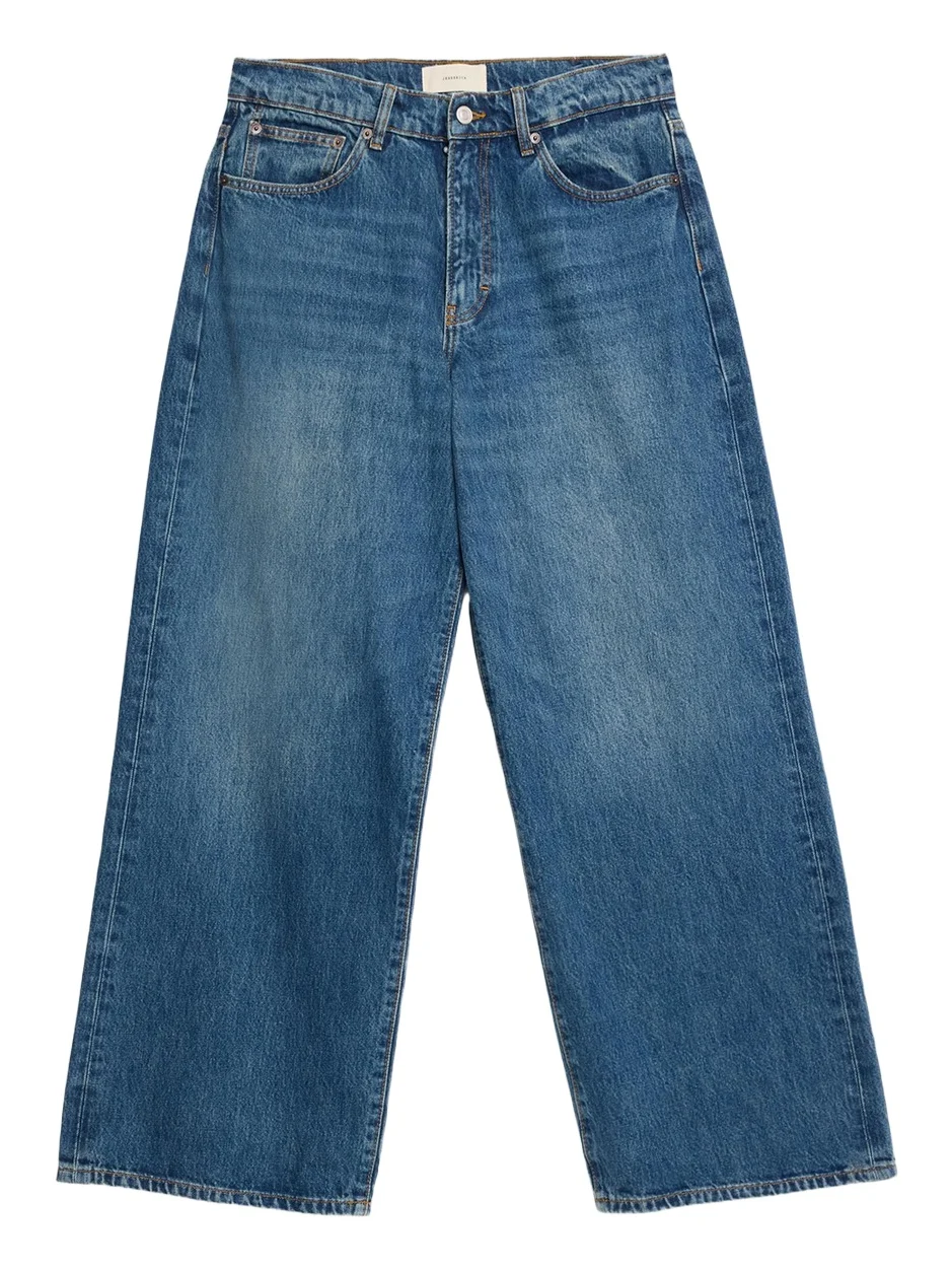 Men's Dark Blue Wide-Leg Denim Jeans Men's Dark Blue Wide-Leg Denim Jeans