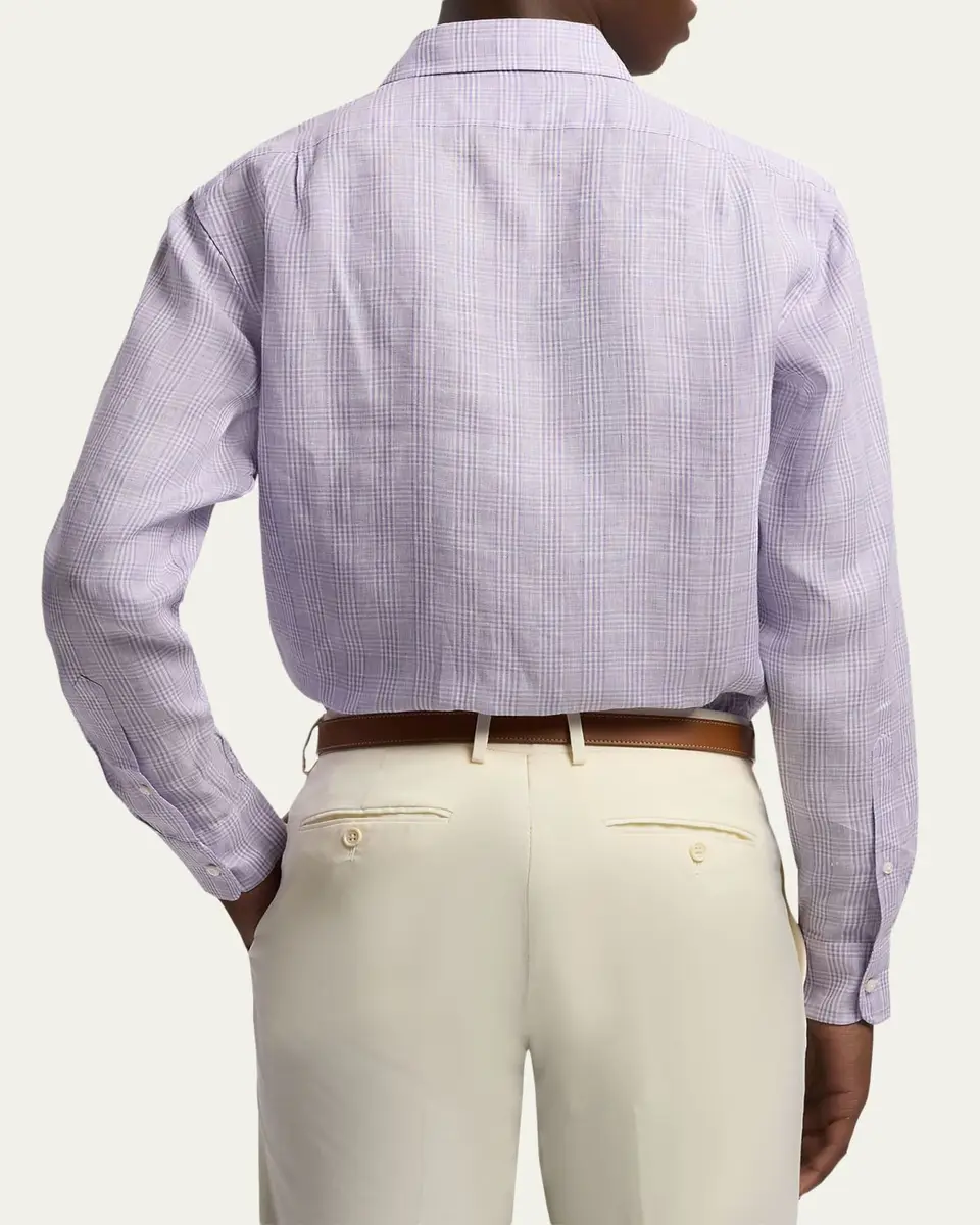 Ralph Lauren Purple Label Men's Glen Check Linen Shirt | Thumbnail 3 Ralph Lauren Purple Label Men's Glen Check Linen Shirt | Thumbnail 3