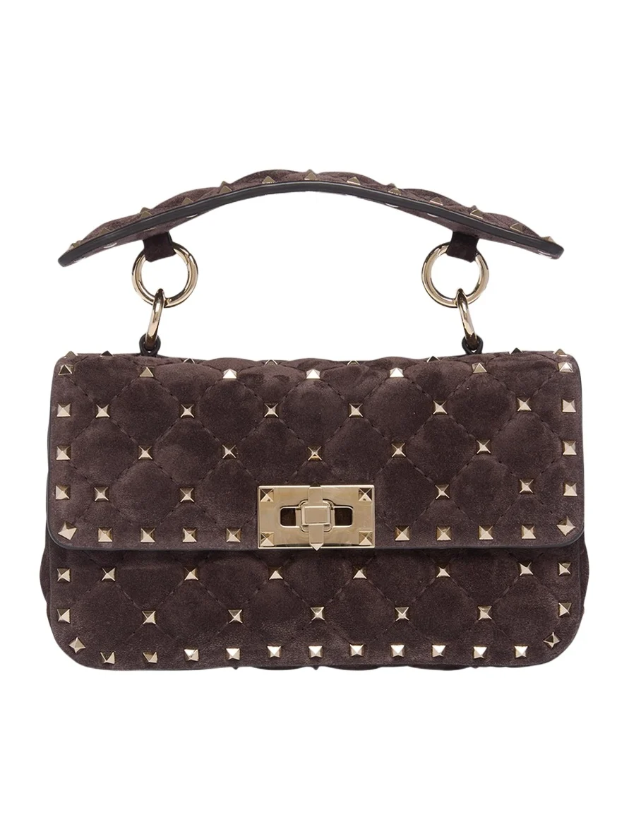 Small Quilted Rockstud Suede Shoulder Bag Small Quilted Rockstud Suede Shoulder Bag