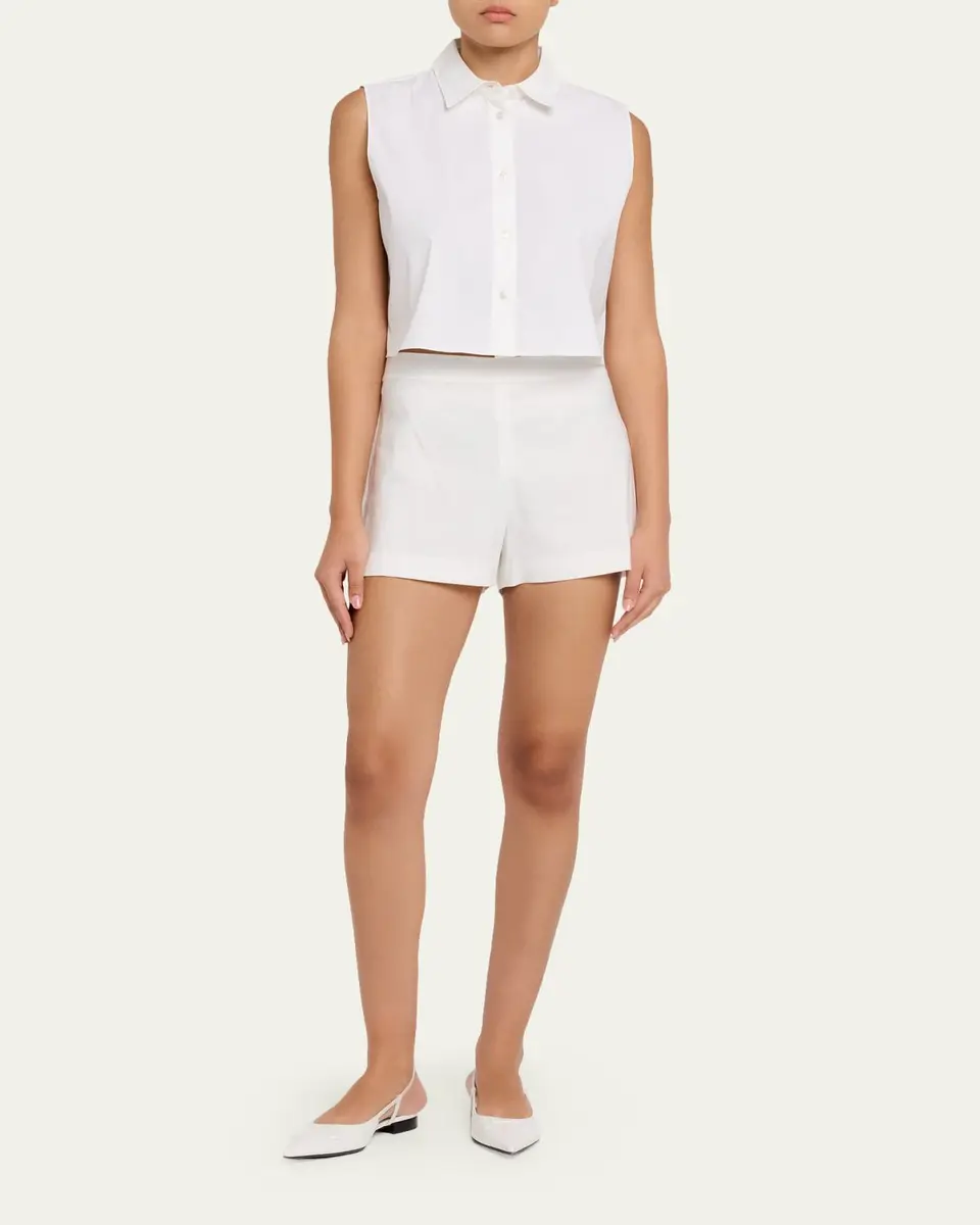 Alice + Olivia Hera Linen-Blend Flare Shorts | Thumbnail 2