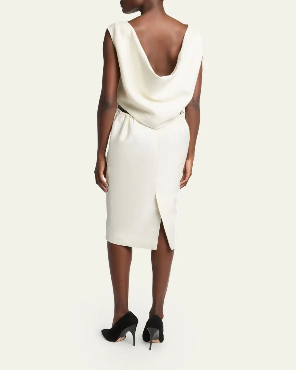 Balenciaga Sleeveless Bow Draped-Back Cutout Midi Dress | Thumbnail 3 Balenciaga Sleeveless Bow Draped-Back Cutout Midi Dress | Thumbnail 3