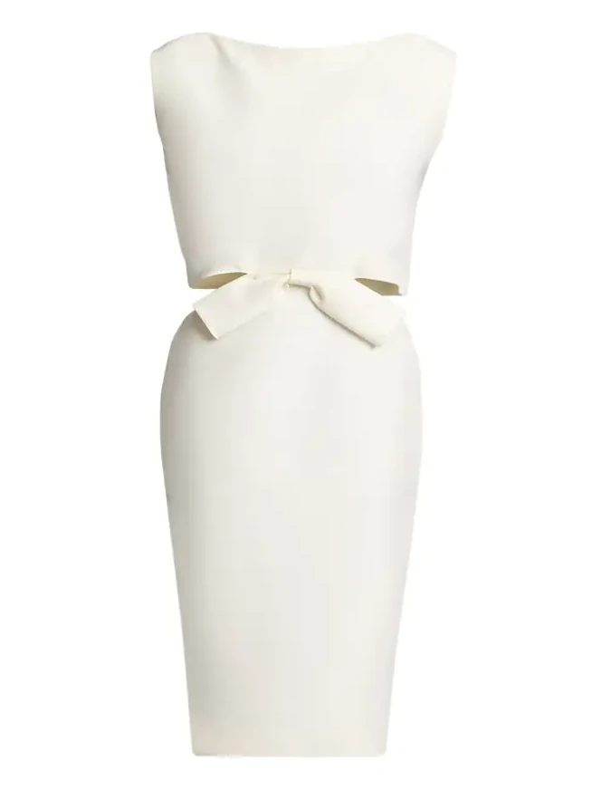 Sleeveless Bow Draped-Back Cutout Midi Dress