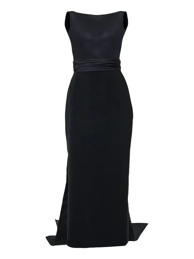 Sleeveless Silk Column Dress with Train Sleeveless Silk Column Dress with Train