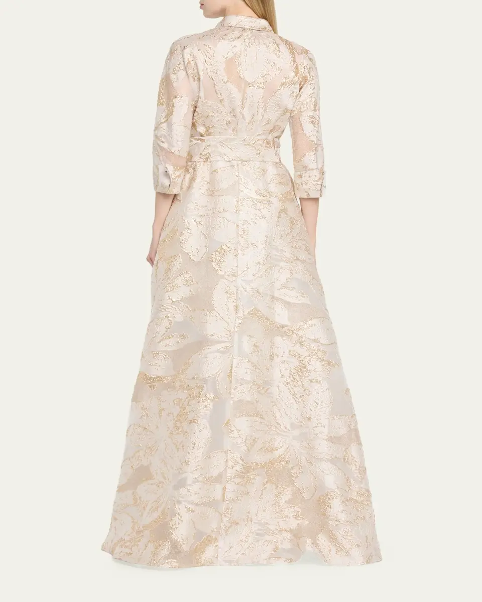 Rickie Freeman for Teri Jon Metallic Jacquard Midi Shirtdress | Thumbnail 3