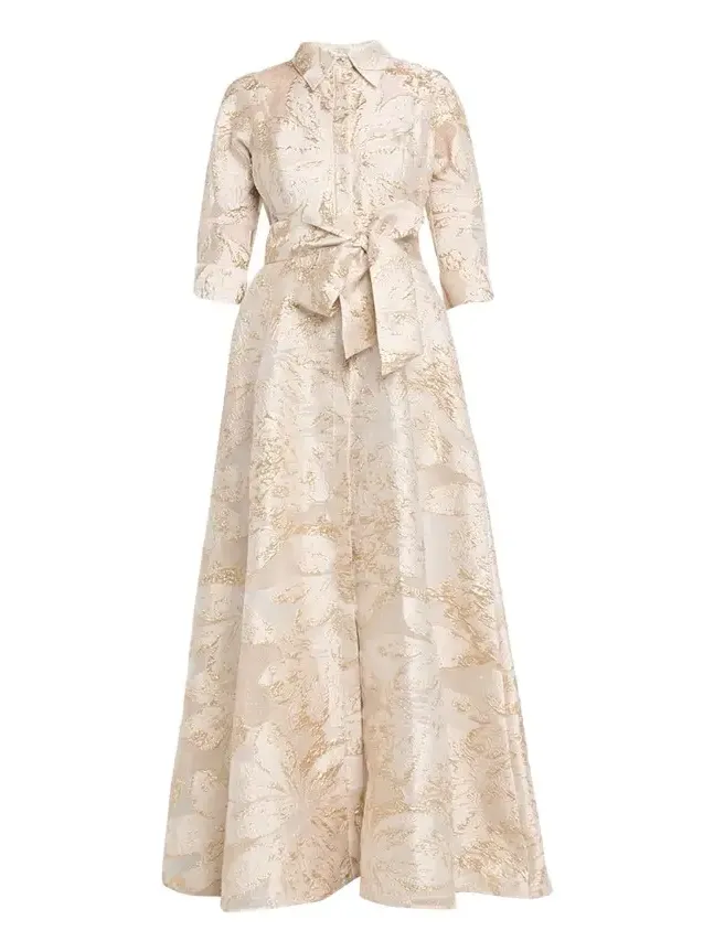 Metallic Jacquard Midi Shirtdress