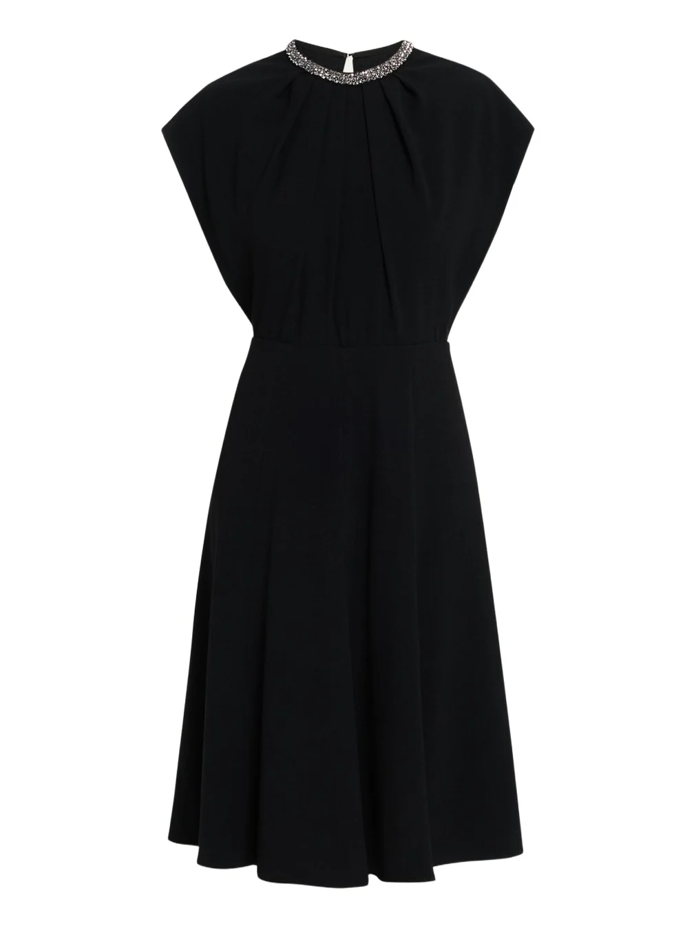Beaded Crepe A-Line Midi Dress