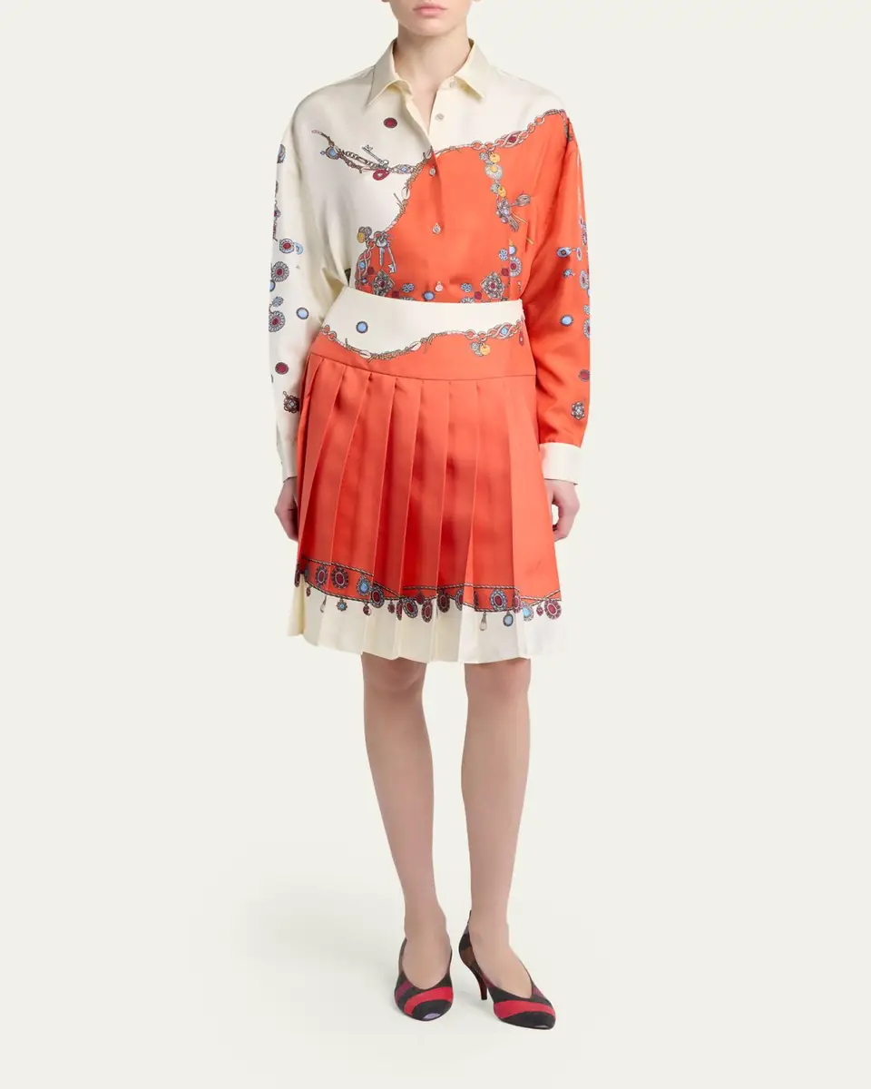 Versace Printed Silk Twill Skirt | Thumbnail 2