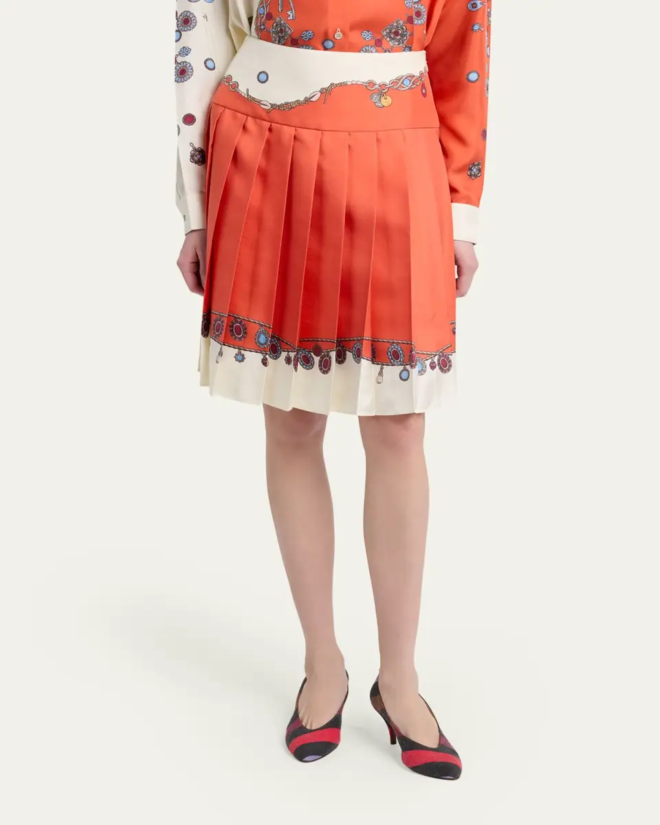 Versace Printed Silk Twill Skirt | Thumbnail 4