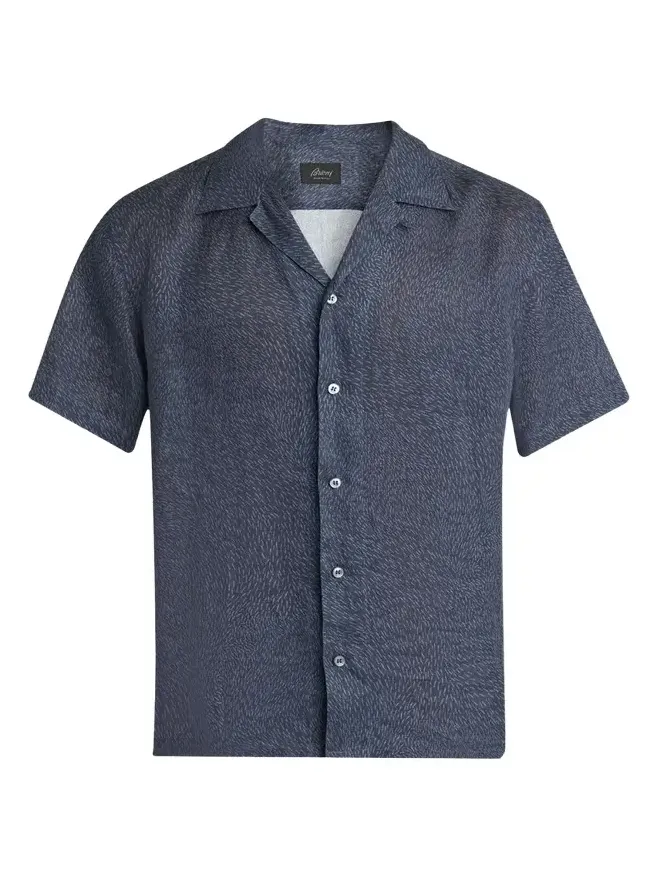 Men's Linen Pines-Print Camp Shirt Men's Linen Pines-Print Camp Shirt