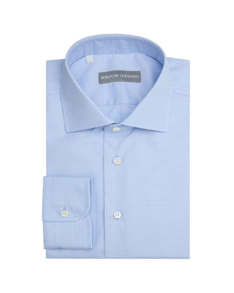 Bergdorf Goodman Men's Cotton Micro-Check Dress Shirt | Image 1 Bergdorf Goodman Men's Cotton Micro-Check Dress Shirt | Image 1