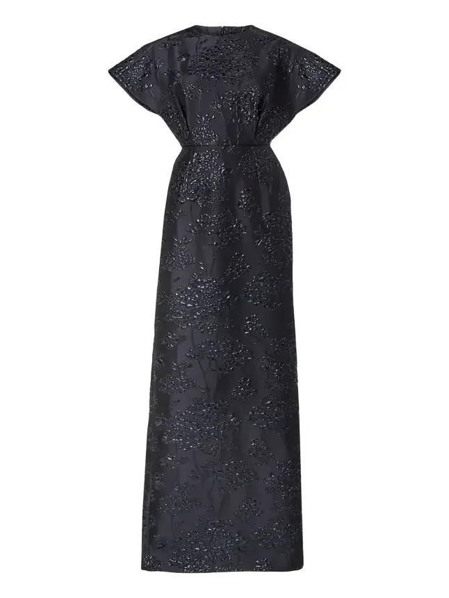 Rosette Collar Fan Bodice Gown Rosette Collar Fan Bodice Gown