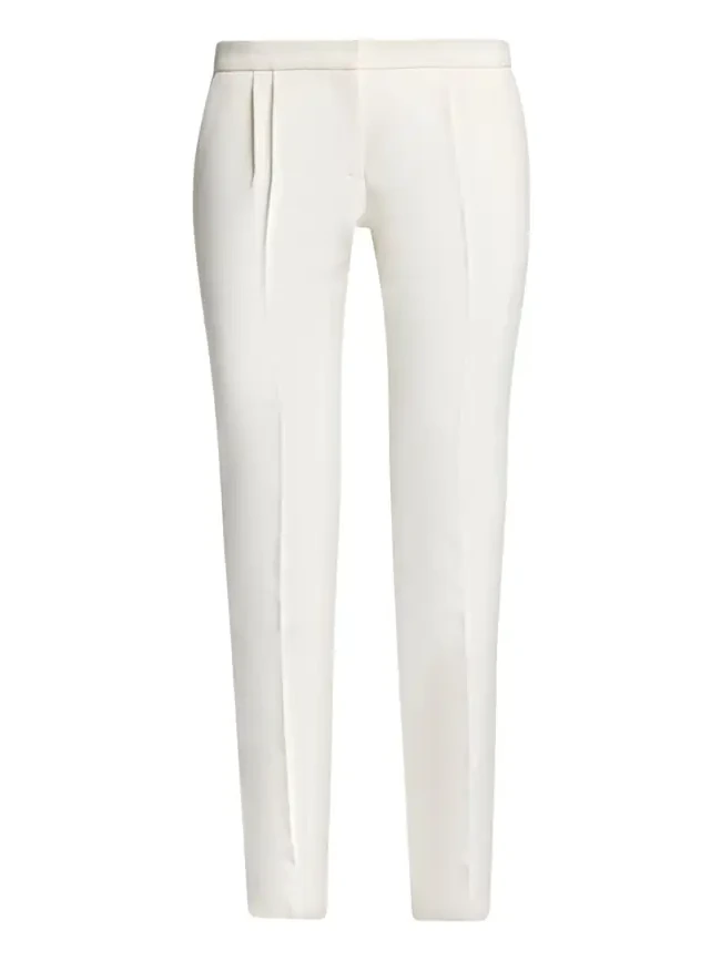 Low-Rise Pleated Slim-Leg Tailored Pants Low-Rise Pleated Slim-Leg Tailored Pants