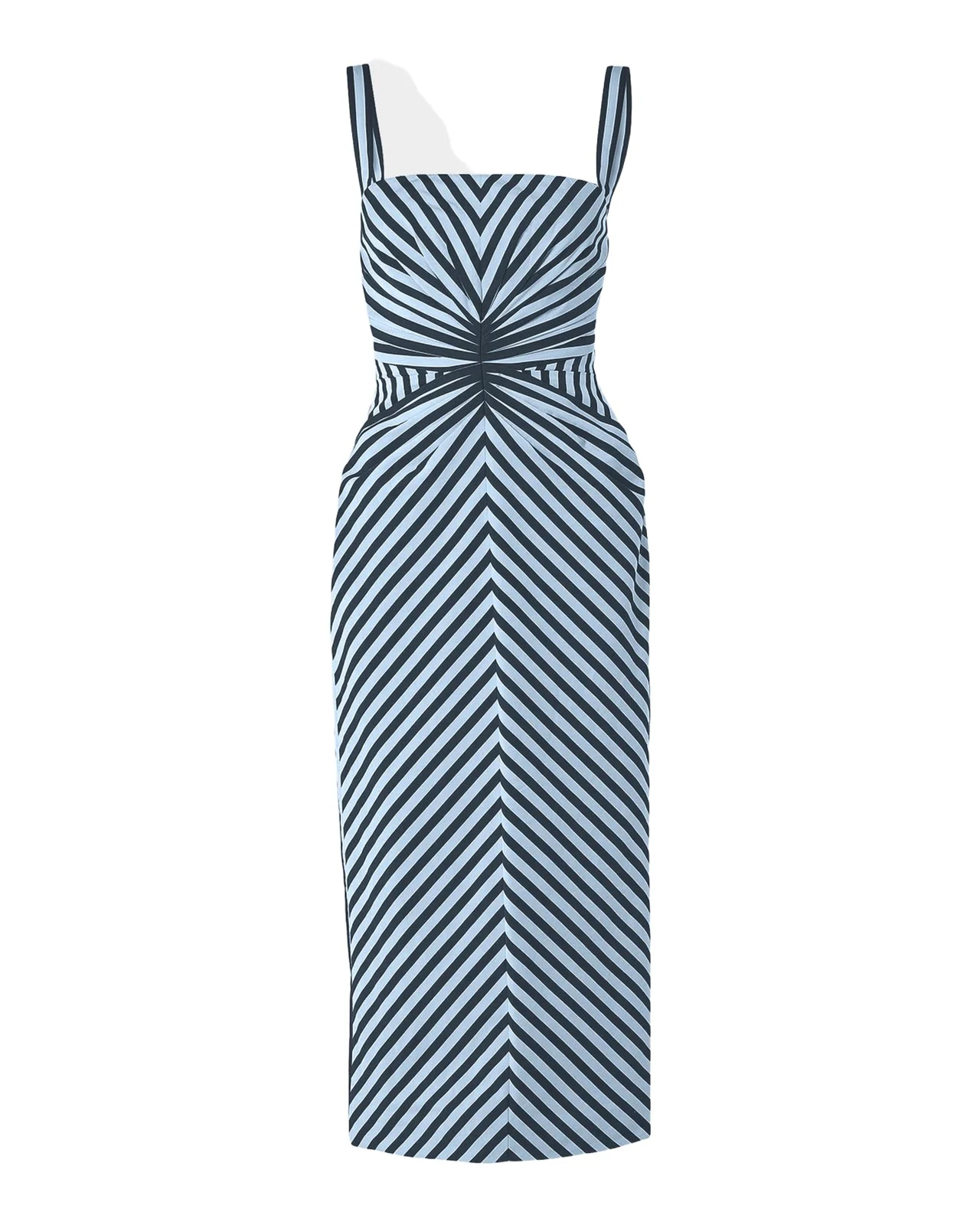 Sleeveless Striped Gathered-Waist Midi Dress