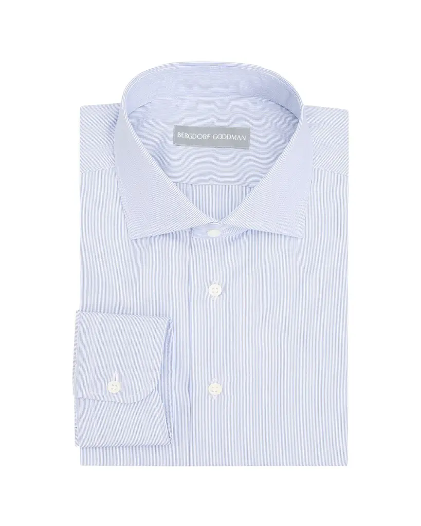 Bergdorf Goodman Men's Cotton Pencil Stripe Spread Collar Dress Shirt | Image 1 Bergdorf Goodman Men's Cotton Pencil Stripe Spread Collar Dress Shirt | Image 1