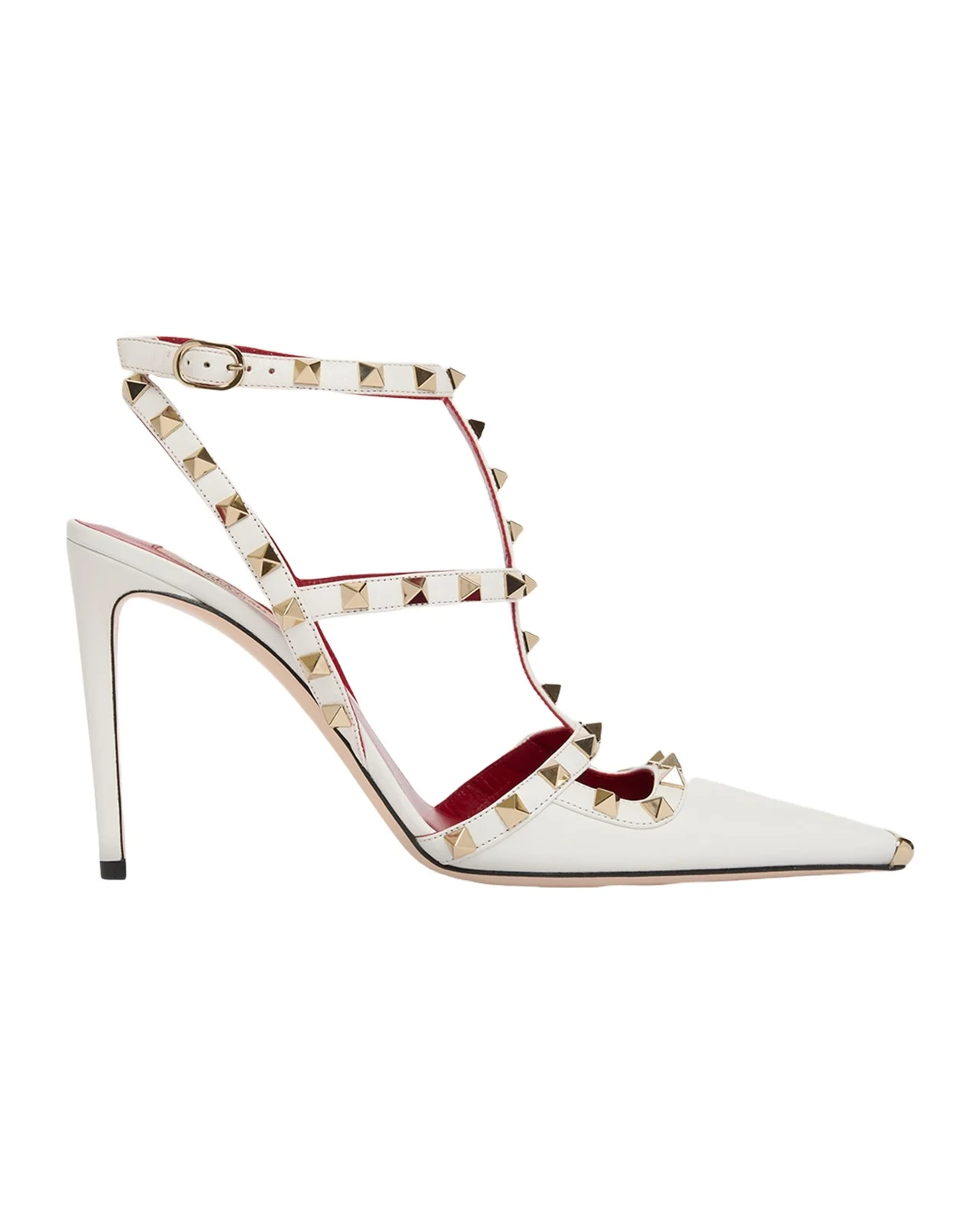 100mm Rockstud Leather Ankle-Strap Pumps 100mm Rockstud Leather Ankle-Strap Pumps