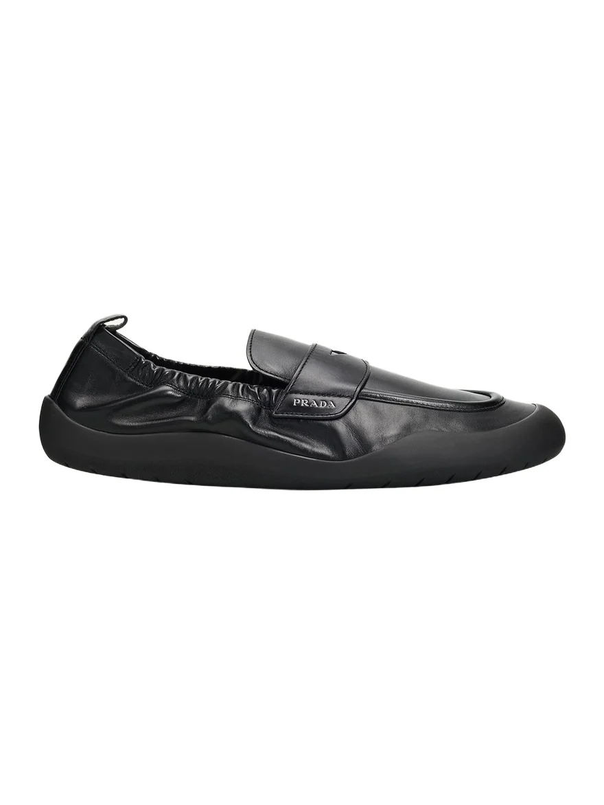 Prada Men's Speedrock Leather Rubber-Sole Penny Loafers