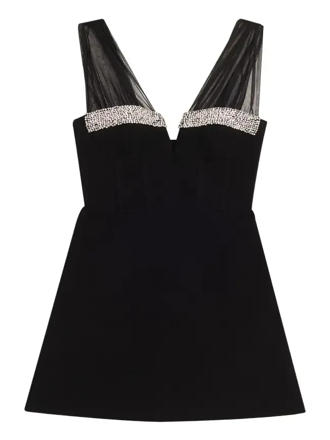 Astros Crystal-Trim Crepe Mini Dress Astros Crystal-Trim Crepe Mini Dress